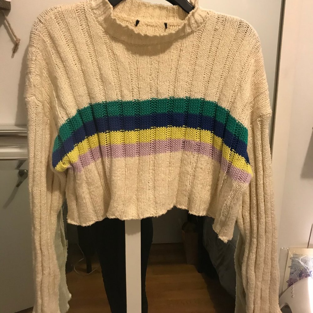 Vintage 70's/80's Cropped Rainbow Stripe Sweater